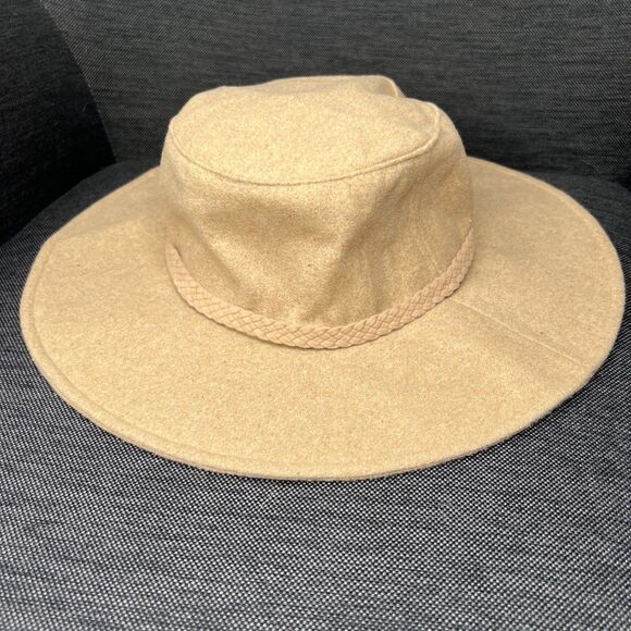 Anthropologie ASN NWT The Harper Felt Hat Women’s Tan Rancher Floppy Packable - Picture 1 of 6